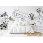 Papier peint panoramique valle noir et blanc soie 300x210cm poster geant mural pour salon chambre restaurant ...