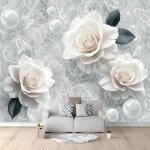 Papier peint de photo fleur rose perle blanche 250x175 cm papier peint panoramique soie murale pour chambre ... Papier peint de photo fleur rose perle blanche 250x175 cm papier peint panoramique soie murale pour chambre ...