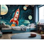 Papier peint soie chambre denfant space planet rocket poster tableaux photo muraux utilis� pour salon ...