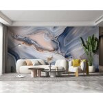 Papier peint soie modle de marbre bleu gris poster tableaux muraux tapisserie photo trompe loeil salon ...