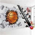 Papier peint soie panoramique le basket brise le mur 3d poster geant mural pour salon dcoration murale ...