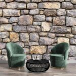 Papier peint soie panoramique texture de mur en pierre 350250 cm3d poster geant mural rochers irrguliers ...