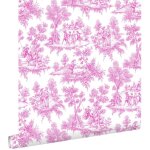 Papier peint toile de jouy rose - 53 cm x 1005 m - estahome - motif enfant - a coller - mat Papier peint toile de jouy rose - 53 cm x 1005 m - estahome - motif enfant - a coller - mat