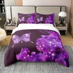 Papillon enfants housse de couette 220x240cm 100% coton joli purple fleur housse de couette decor mignon ...