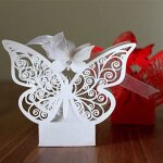 Paquet de 50 botes  drages pliables en forme de papillon 3d pour fte de mariage avec rubans blancs ...