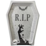 Paquet de 6 assiettes pierre tombale halloween 21cm Paquet de 6 assiettes pierre tombale halloween 21cm