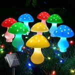 Paquet de 8 guirlandes lumineuses led en forme de champignon 50 modes 23 pieds �tanches � �nergie solaire ...