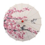 Parapluie chinois en papier huil fait  la main parasol de mariage avec manche en bois