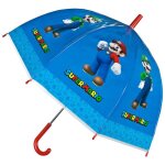 Parapluie enfant - nintendo - super mario bros - bleu - manuel - fibre de verre