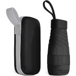 Parapluie de voyage - noir - mini parapluie uv - 6 ctes - lger et compact - protection solaire