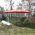 Parasol de 148 pieds rectangulaire double face parasol ext�rieur � manivelle en acier orange - hauss ...