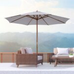 Parasol bois 300 cm parasol bois parasol jardin parasol balcon parasol bambou cr�me blanc