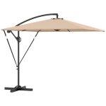 Parasol d�port� 295cm kaki - uv 50 + inclinable � manivelle hydrofuge avec pied + housse - protection ...