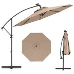 Parasol dport ?300 x 245cm - costway - avec 32 led - base croise - rglage dinclinaison - manivelle ...