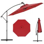 Parasol dport ?300 x 245cm - costway - avec 32 led - base croise - rglage dinclinaison - manivelle ...