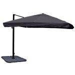 Parasol deporte 5 m + pied rotatif ? toile polyester anthracite + structure alu acier 04 0007956