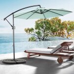 Parasol d�port� inclinable - leytn - 2. 5m vert clair - rotatif 360� - hauteur ajustable - manivelle ...
