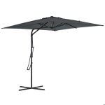 Parasol dport - outsunny - carr - 25 x 25 m - protection uv - base croise incluse - ouvrir et fermer ...