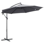 Parasol d�port� - outsunny - octogonal - � 3 m - ventilation au sommet - avec pied en croix - gris