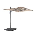 Parasol d�port� rectangulaire 2x3m + dalles � lester - antibes - beige - parasol excentr� inclinable. ...