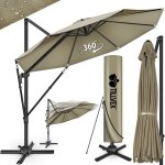 Tillvex� parasol d�port� � 330 cm marron ? 360� uv upf 50 + avec manivelle couverture & paravent pare ...