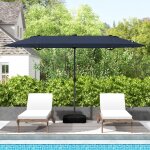 Parasol double de jardin xxl 400 x 200 x 240 cm - costway - 36 lumi�res led - base inclus - 12 baleines ...