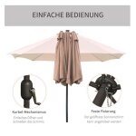 Parasol avec double parasol led 440 x 260 cm parasol de jardin grand parapluie de terrasse ovale avec ...