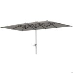 Parasol double - outsunny - rectangulaire - 451 x 264 cm - avec ouverture fermeture manivelle - toile ...