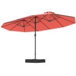 Parasol double de jardin 470x285cm rectangulaire - costway - base et 2 sac � sable inclus - 12 baleines ...