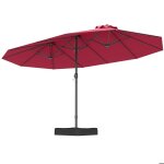 Parasol double de jardin 470x285cm rectangulaire - costway - base et 2 sac � sable inclus - 12 baleines ...