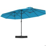 Parasol double de jardin 470x285cm rectangulaire - costway - base et 2 sac � sable inclus - 12 baleines ...