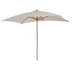 Parasol droit - outsunny - rectangulaire - double toit - bois polyester haute densit� - 3 x 2 m - cr�me ...