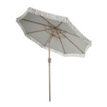 Parasol � franges beige en tissu r�glable avec une protection solaire pour jardin terrasse et piscine ...