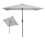 Parasol inclinable rectangulaire gris clair 200x300x250 cm ? toile polyester r�sistante aux uv