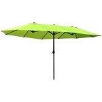 Parasol jardin double ovale 460x270cm vert - manivelle - pour terrasse & ext�rieur - r�sistant aux uv ...