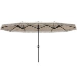 Parasol de jardin double rectangulaire - outsunny - 45 x 265 x 26 m - ouverture fermeture manivelle - ...