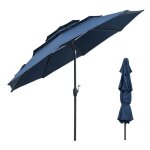 Parasol de jardin ext�rieur - goplus - parasol d�port� inclinable 30� - manivelle - toit tripl� ventil� ...