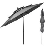 Parasol de jardin extrieur - relax4life - 3m - hauteur rglables - 8 baleines en fibre de verre - auto ...