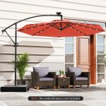 Parasol de jardin extrieur - relax4life - 3m - rotation  360 - 32 led solaire - parasol dport manivelle ...