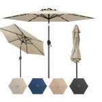 Parasol de jardin ext�rieur - relax4life - dia 230cm - 18 led - 6 baleines - parasol balcon inclinable ...