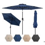 Parasol de jardin ext�rieur - relax4life - dia 230cm - 18 led - 6 baleines - parasol balcon inclinable ...