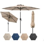 Parasol de jardin ext�rieur - relax4life - dia 230cm - 18 led - 6 baleines - parasol balcon inclinable ...