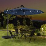 Parasol de jardin extérieur - relax4life - dia 300cm - 40 led - 8 baleines - incliné 35° - pied en croix ... Parasol de jardin extérieur - relax4life - dia 300cm - 40 led - 8 baleines - incliné 35° - pied en croix ...
