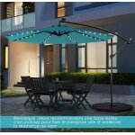 Parasol de jardin extérieur - relax4life - dia 300cm - 40 led - 8 baleines - incliné 35° - pied en croix ... Parasol de jardin extérieur - relax4life - dia 300cm - 40 led - 8 baleines - incliné 35° - pied en croix ...