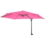 Parasol mural pour balcon terrasse avec mt inclinable 3m polyester aluminium / acier 9kg couleur rose ...