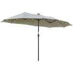 Parasol outsunny avec led solaire 45 m double parasol parasol de jardin ovale gris clair noir pour terrasse ...