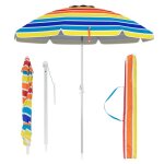 Parasol de plage - inclinable - relax4life - 8 baleines stables - m�t central en aluminium - sac de transport ...