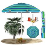 Parasol de plage inclinable - relax4life - dia 220cm - 8 baleines - parasol de jardin avec plateau - ...