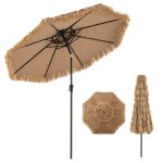 Parasol de plage en paille 267x247cm - costway - inclinaison � 35� r�sistant au soleil style hawa�en ...