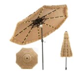 Parasol plage paille hawa�en tropical - relax4life - 32 led - ?282 x h247 cm - 9 couches - 8 baleines ...